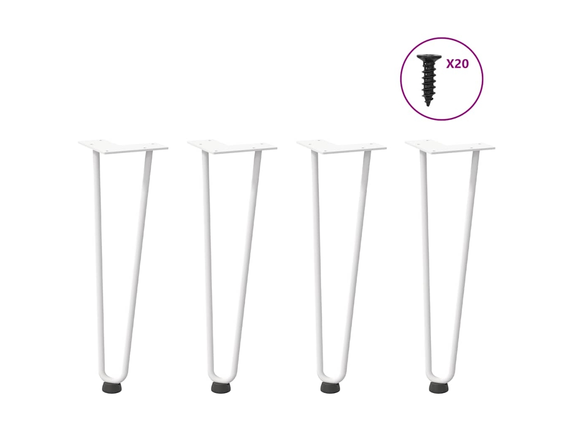 Vidaxl Pernas De Grampo Para Mesa De Centro 4 Peças, Branco, 42 Cm, Aço Maciço