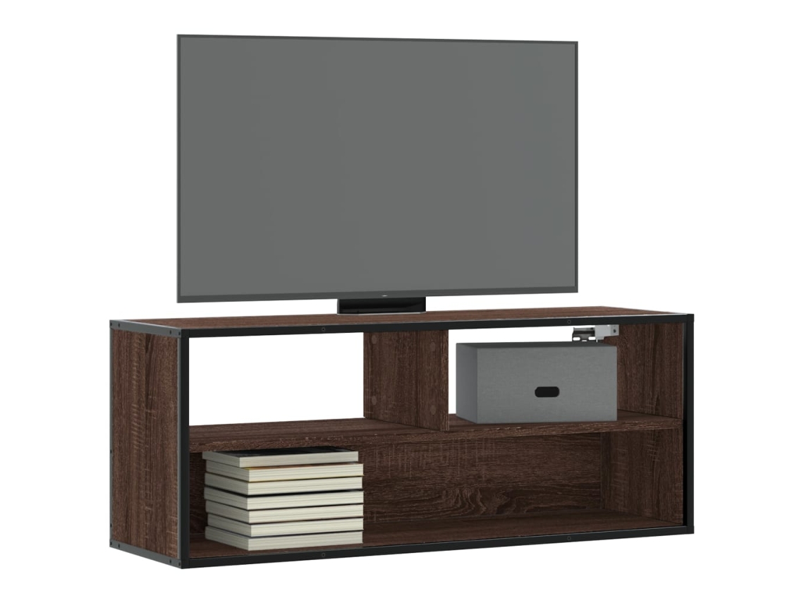 Vidaxl Móvel P/tv 100x31x39,5cm Deriv. Madeira/metal Carvalho Castanho
