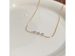 Colar em Prata de Lei 925 com Três Diamantes, Corrente Veneziana Delicada e Super Brilhante, Doce e Luxuosa. MDUG