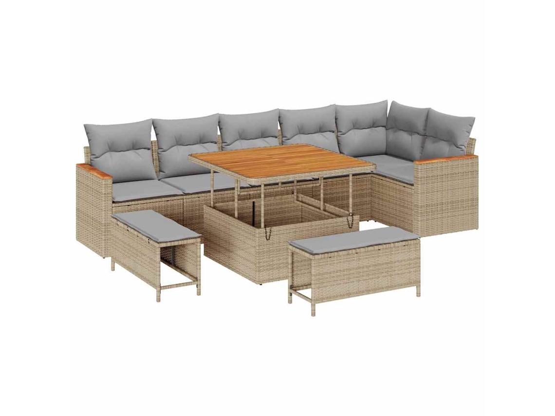Maison Exclusive - Conjunto De Sofá De Jardim 9 Pcs Bege Rattan Sintético
