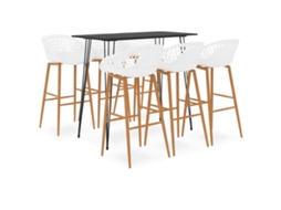 Vidaxl 7 Pcs Conjunto De Bar Preto E Branco