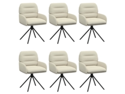 Conjunto 6 Cadeira De Jantar Giratória Vidaxl Creme Couro Sintético (59 X 59,5 X 90 Cm)
