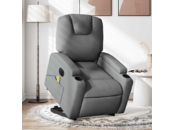 Vidaxl Poltrona Elétrica Elevatória Massagens Tecido Cinzento-escuro