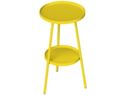 Mesinha Redonda 2 Níveis Ø32x51cm Jardim E Varanda Metal Amarelo