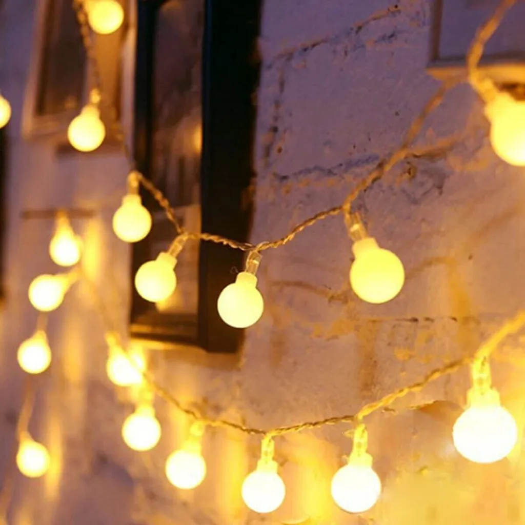 Cordão de Luzes Led de 6 Metros com 40 Bolas, Ideal para Decoração de Festas, Jardins e Natal BRILVIBERA (branco Quente)