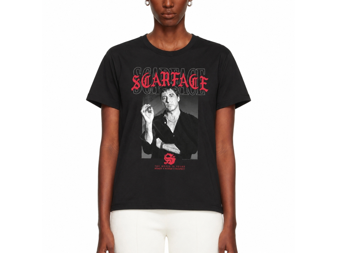 Rockinstone Scarface Movie Text Layering 2 Black Adult T-shirt Size:xl