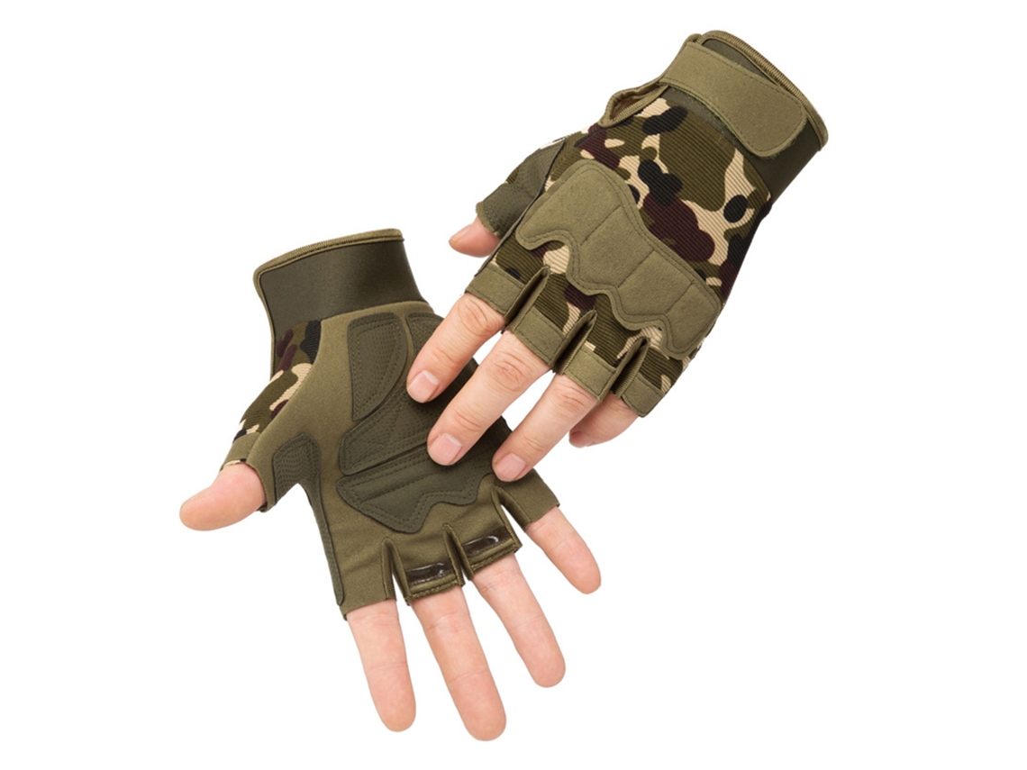 Omni-2 Pares De Luvas Protectoras De Paraquedista Luvas Camufladas De Meia Manga Luvas Para Moto E Ciclismo Tamanho L 19‑20cm/7.5‑7.9in