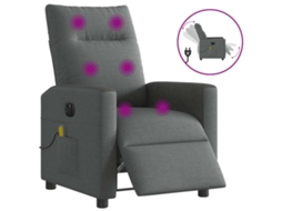 Vidaxl Poltrona Reclinável De Massagens Elétrica Tecido Cinza-escuro