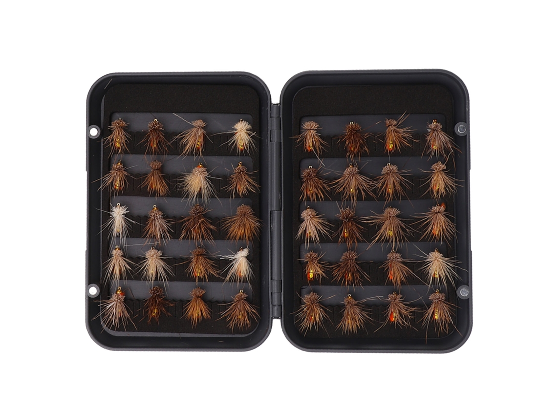 Kit 40 Iscas Pesca Mosca Aço Inox com Caixa