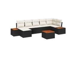 Conjunto 8 Sofá De Jardim Vidaxl Preto Vime Pe (55 X 55 X 37 Cm)