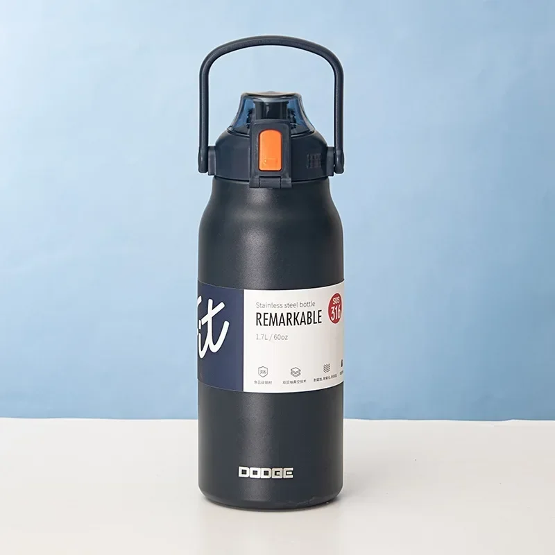 Garrafa De Água Térmica Portátil Em Aço Inoxidável (azul Escuro, 1300 Ml), Com Isolamento A Vácuo, Ideal Para Esportes Ao Ar Livre.