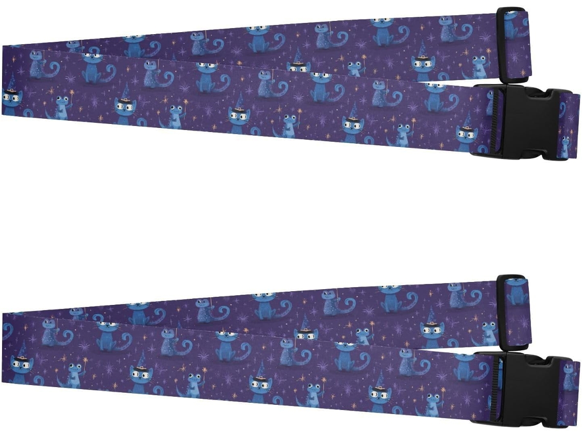 Conjunto De 2 Adoráveis Fitas Identificação Bagagem Em Formato Gato Roxo, Essenciais Viagens