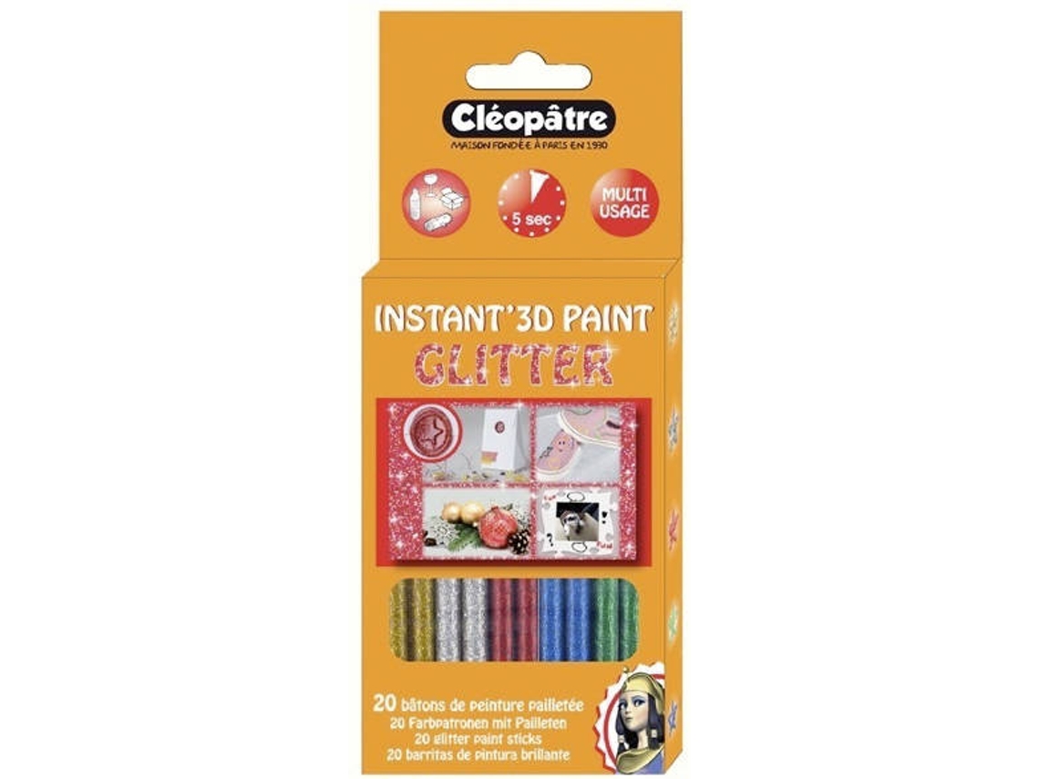 20 Sticks de Cola CLEOPATRE Colorida para Pintar a 3D Cores Glitter