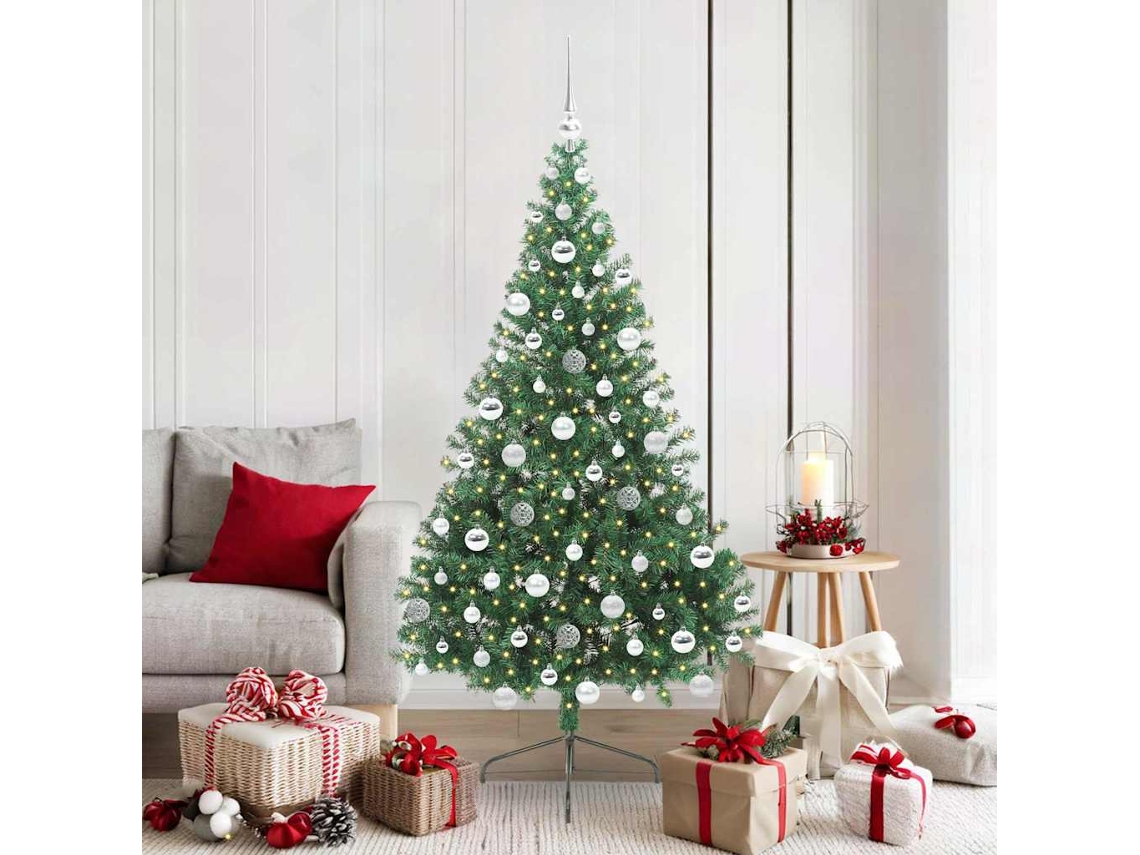 Vidaxl Árvore De Natal Artificial Pré-iluminada Verde 180 Cm Pvc