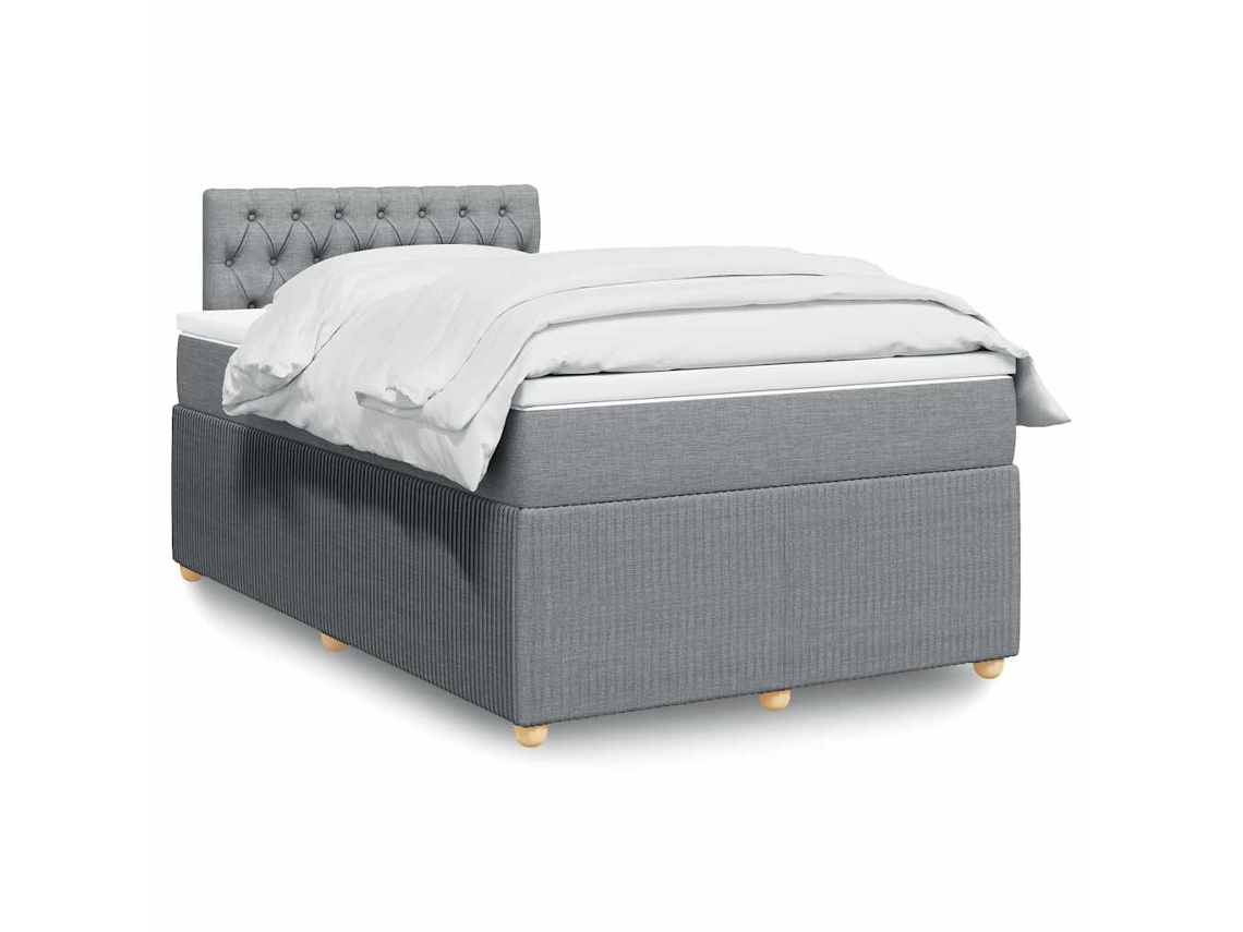 Cama Boxspring Com Colchão 120x190 Cm Tecido Cinzento-claro