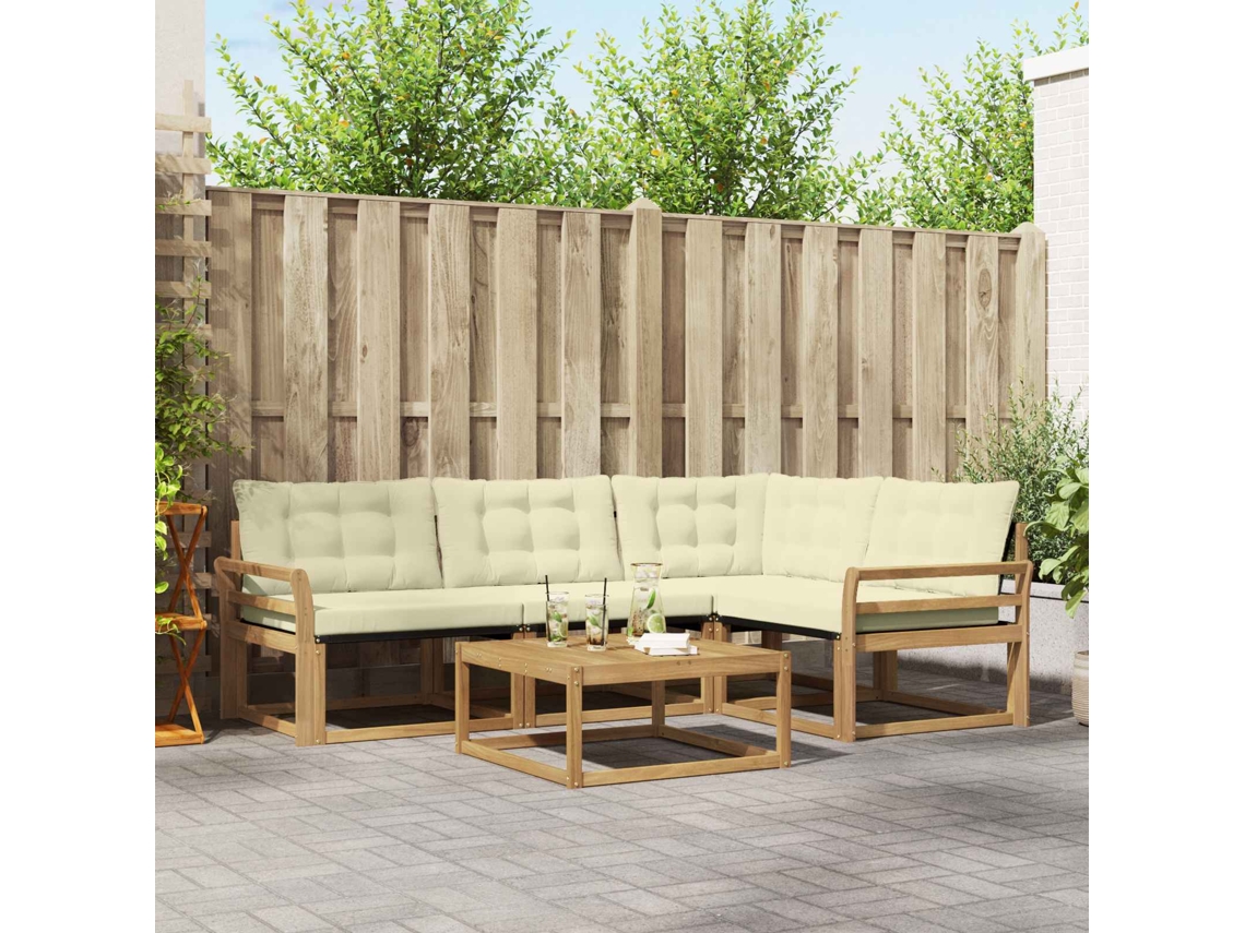 Vidaxl Conjunto De Sofás Para Exterior 5 Unid. Branco E Creme
