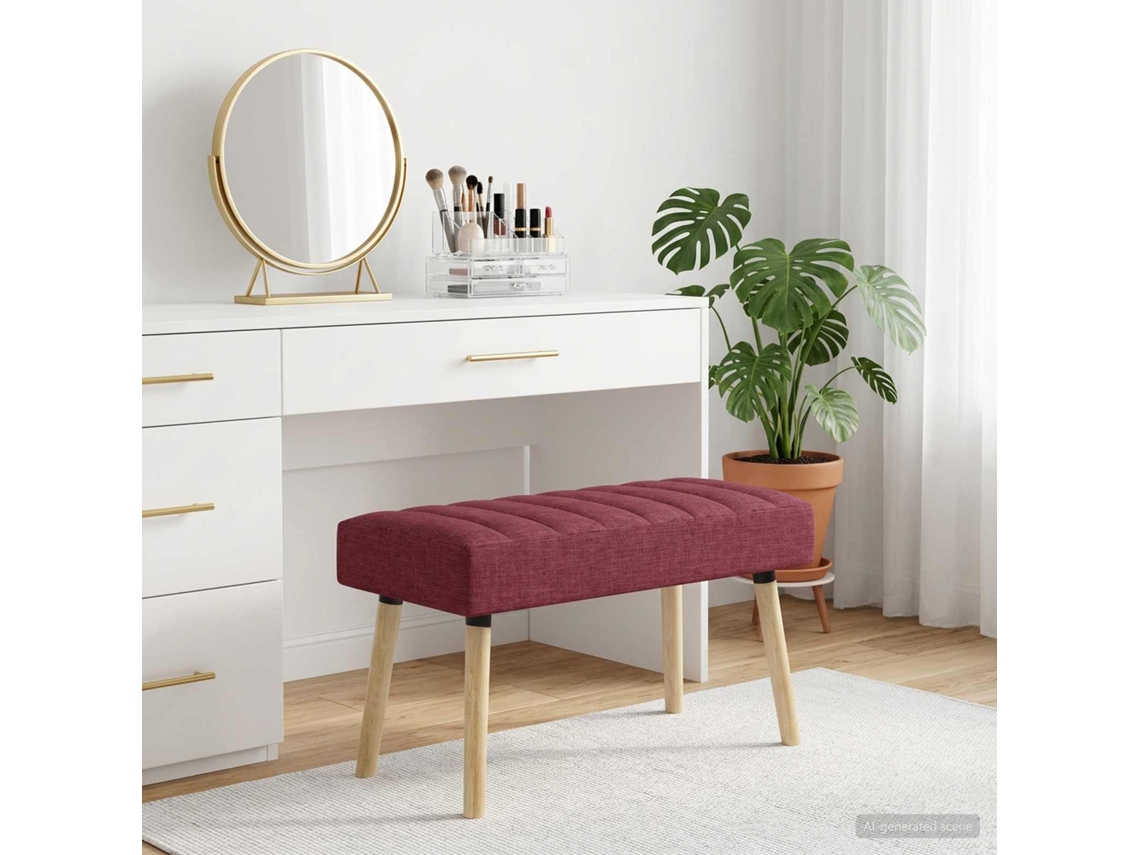 Vidaxl Banco Com Tufting Em Canal Vinho Vermelho 80 X 40 X 46 Cm
