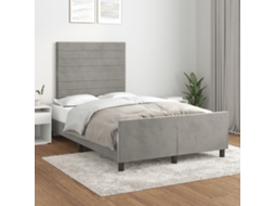 Estrutura De Cama Sem Colchão Cinza Claro Veludo