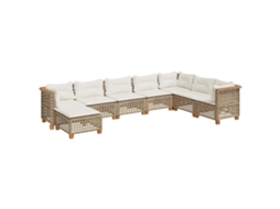 Maison Exclusive - 8 Pcs Conjunto De Sofás P/ Jardim Com Almofadões Vime Pe Bege