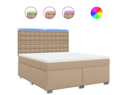 Cama com Molas Couro Artificial Cappuccino MAISON EXCLUSIVE 180x200 cm