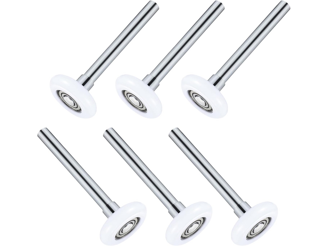 Kit Com 6 Roletes De Nylon Brancos Para Garagem, 45x120 Mm (6 Unidades).