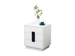 Cômoda Branca Com 4 Gavetas E Detalhes Pretos