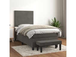Cama Com Molas/colchão 80x200 Cm Veludo Cinza-escuro