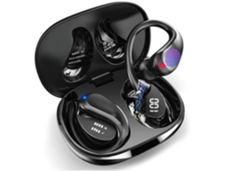 Auriculares Sem Estéreo Hifi Horas AUJEZON Bluetooth À Prova de Água Preto