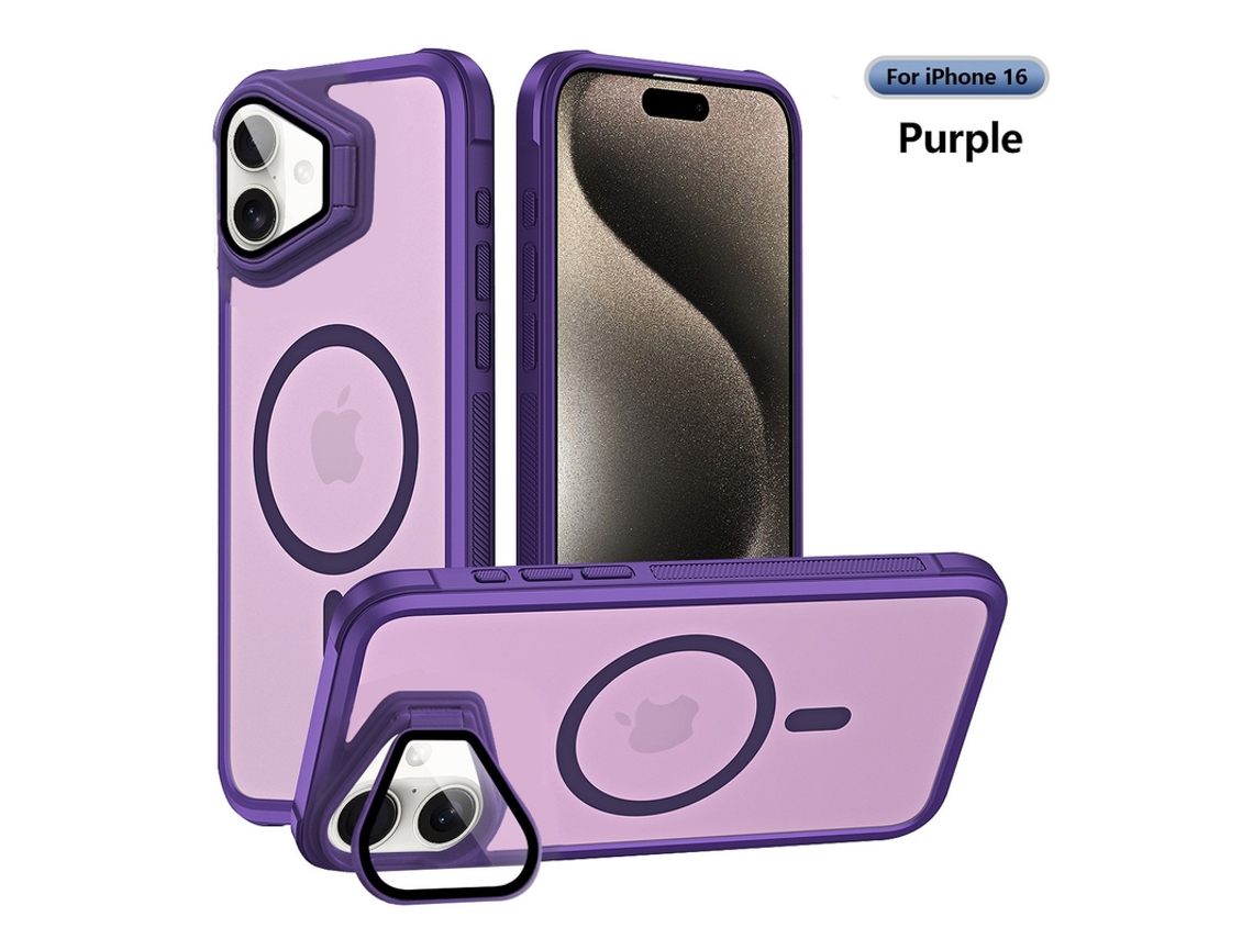 Capa Para Iphone 16 Suporte Magnético Roxo Czhhmart