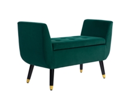 Banco Luxo Veludo Braços Madeira Seringueira Verde 107cm VELTRIX