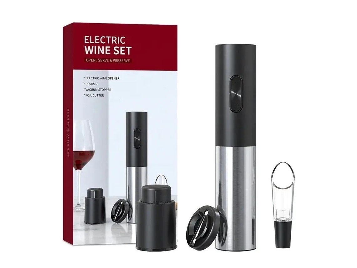 Abridor De Vinho Elétrico Automático, Prateado