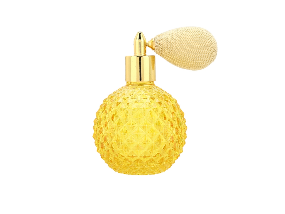 Perfume Garrafa Vidro Amarela Recarregável Com Atomizador Fashion