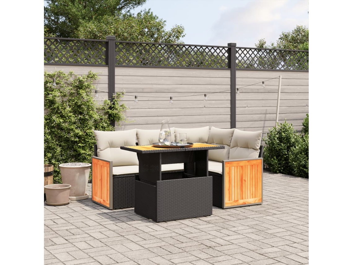 Conjunto de 5 Móveis de Jardim com Sofás e Almofadões