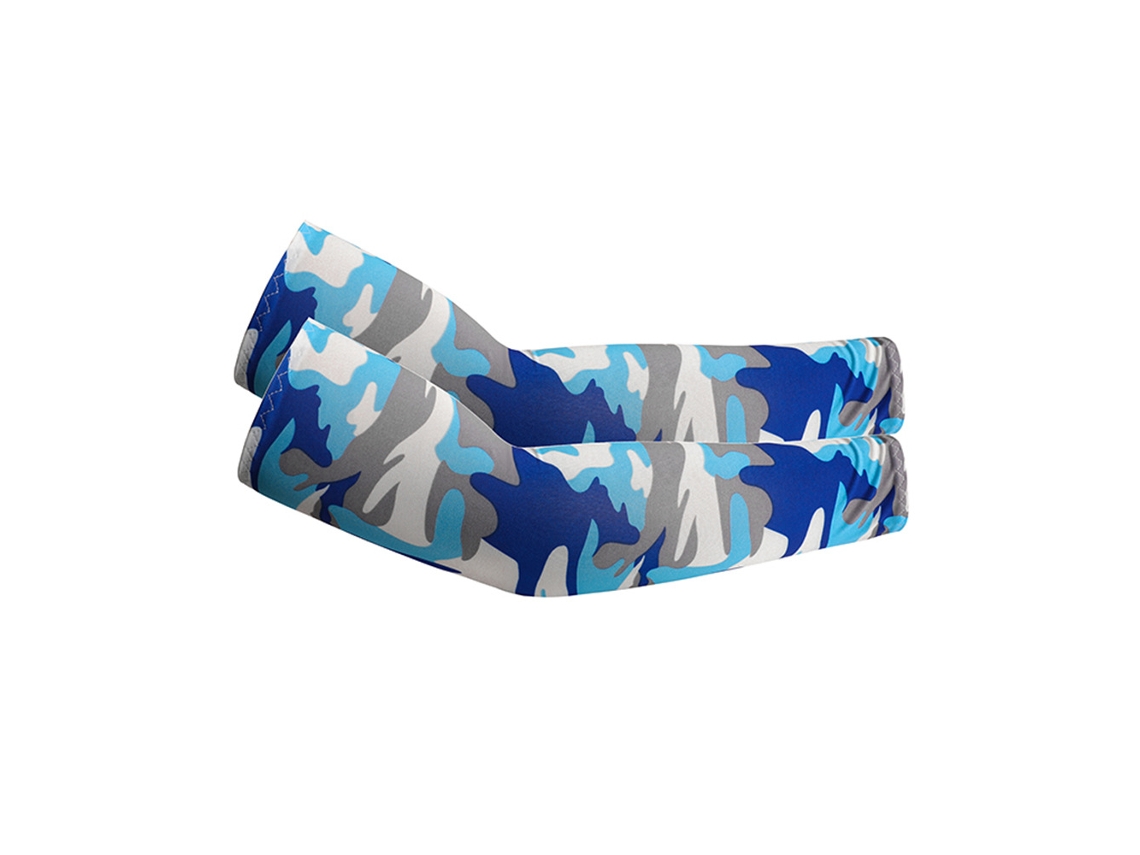 Mangas de proteção solar UPF 50+ para braços, cooling sports sleeve, camuflagem azul, 1 par, CZHHMART