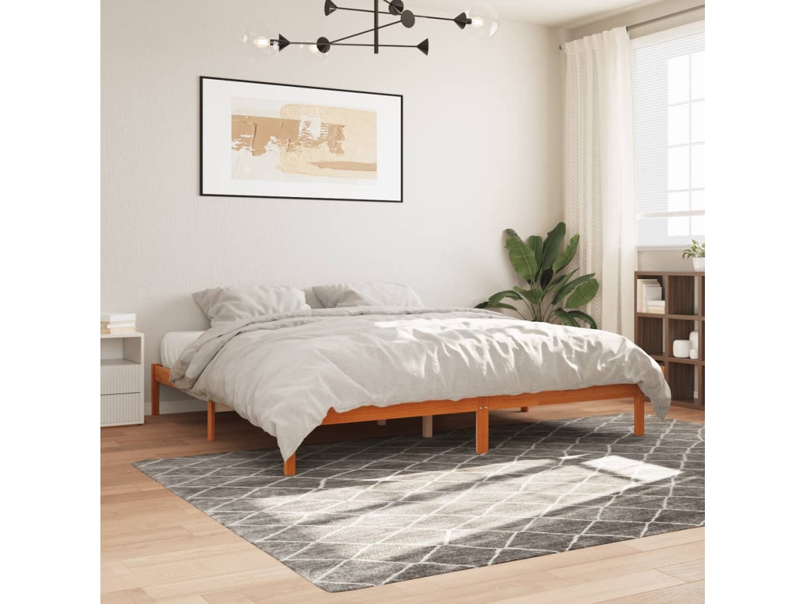 Vidaxl Cama Sem Colchão 200x200 Cm Pinho Maciço Castanho-mel