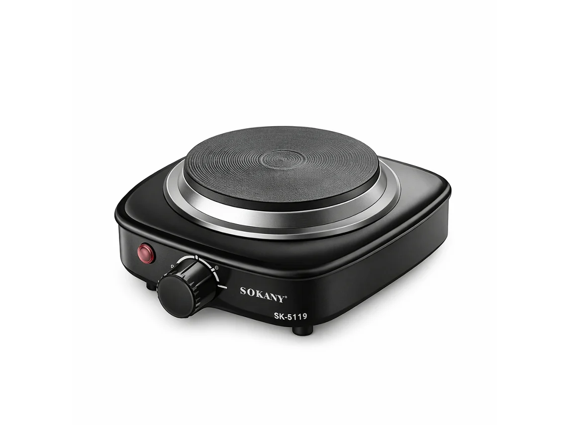 Placa elétrica portátil Sokany SK-5119 preta, 500 W.