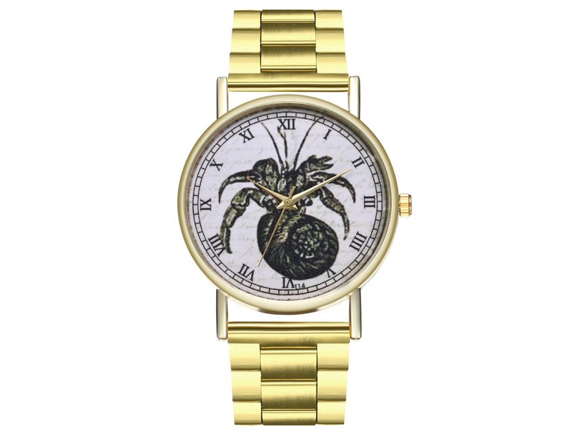 Relógio de quartzo vintage para homens e mulheres com mostrador redondo e pulseira de aço.