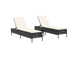 Sun Lounger Set, Sun Lounger Sets Vidaxl Preto Rattan / Vime (n/a)