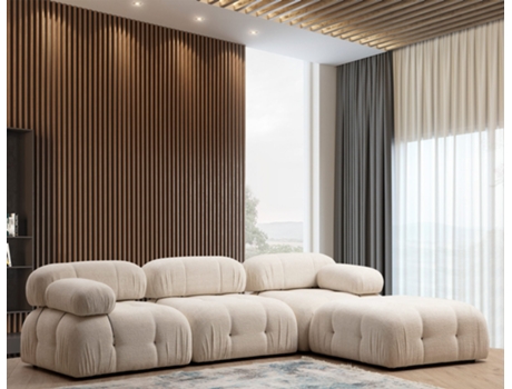 Sofá De Canto Scandi Luxe Bege 288x190 Cm Design Eco Moderno Leve Me Contigo