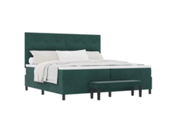 Maison Exclusive - Cama Box Com Colchão Verde-escuro 200 X 200 Cm Veludo