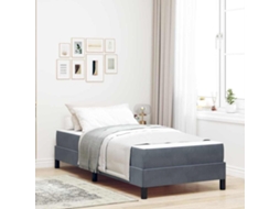 Vidaxl Cama Box Com Colchão Cinza Escuro 90 X 200 Cm Tecido