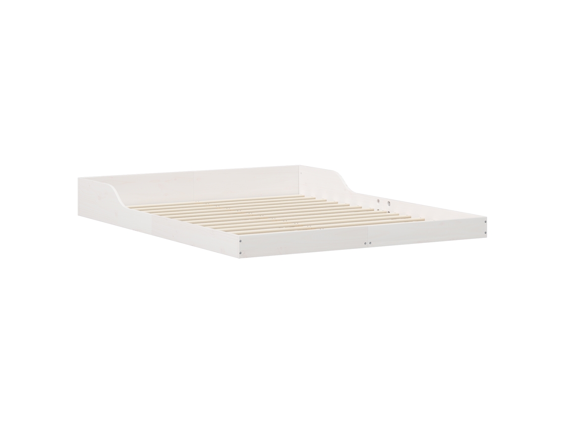 Conjunto 1 Estrado De Cama Plataforma Vidaxl Branco Madeira De Pinho Maciça (140 X 210 Cm)