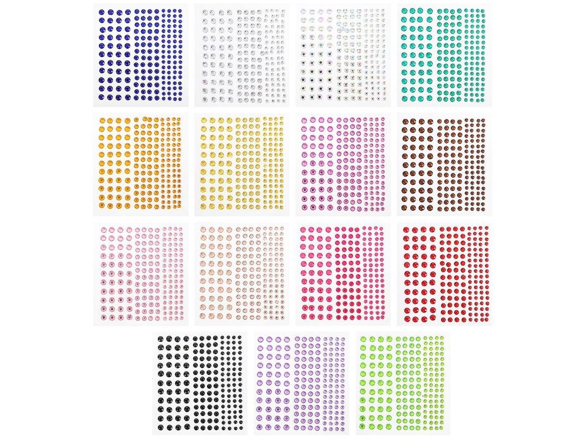 15 Folhas de Adesivos de Strass para Maquiagem Corpo Rosto Olhos Bijuterias Diy
