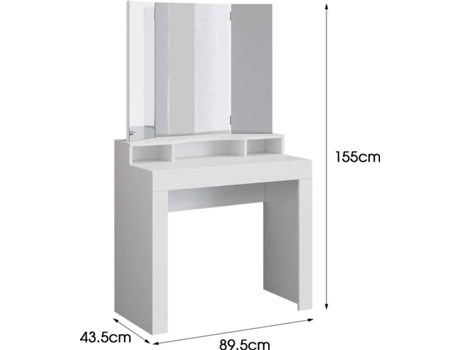 Toucador ML-DESIGN com Espelho (Branco - MDF - 89.5 x 155 x 43.5 cm)