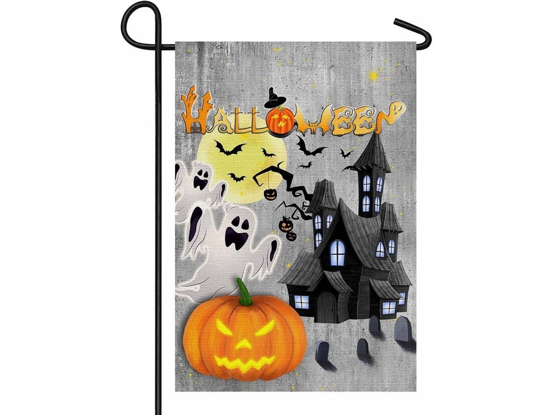 bandeira de Jardim de Halloween Vertical Duplex de Juta com Abóboras para Pátio S/MARCA
