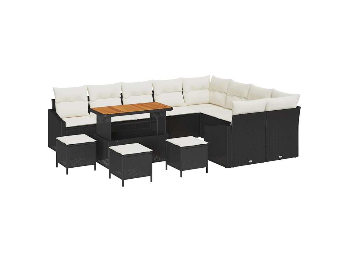 Maison Exclusive - Conjunto De Sofá De Jardim 13 Pcs Preto Rattan Sintético