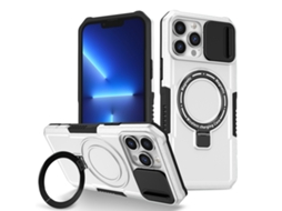 Capa Zruxe Compativel Com Iphone 13 Pro Max (sliding Camshield - Magsafe - Tpu Hybrid Pc - Preto - Branco)