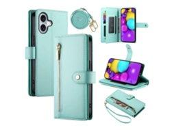 Capa Em Couro Pu À Prova De Queda, Com Pega Para Apple Iphone 16 - Verde Menta