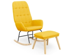 Rocking Chair With Footstool, Rocking Chairs With Footstools Vidaxl Amarelo Tecido