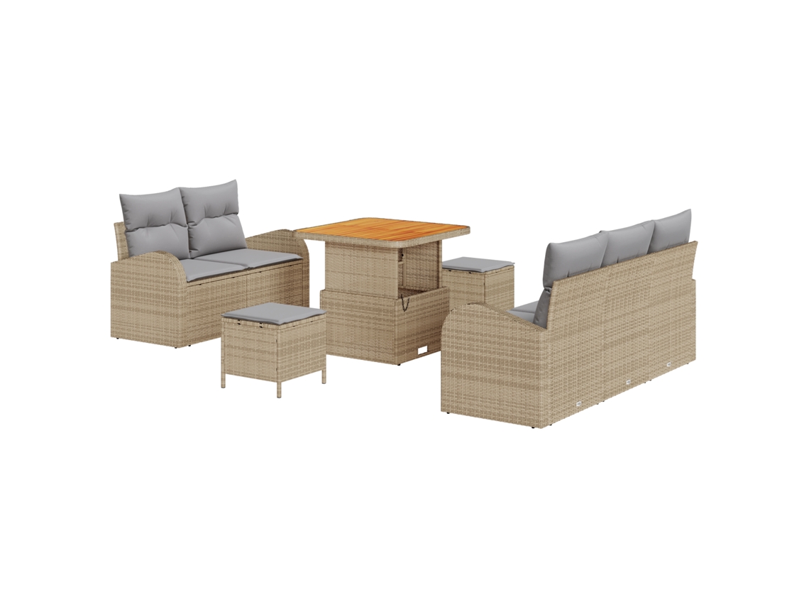 Conjunto 8 Móveis De Jardim Vidaxl Bege Vime Pe (80 X 80 X 71 Cm)